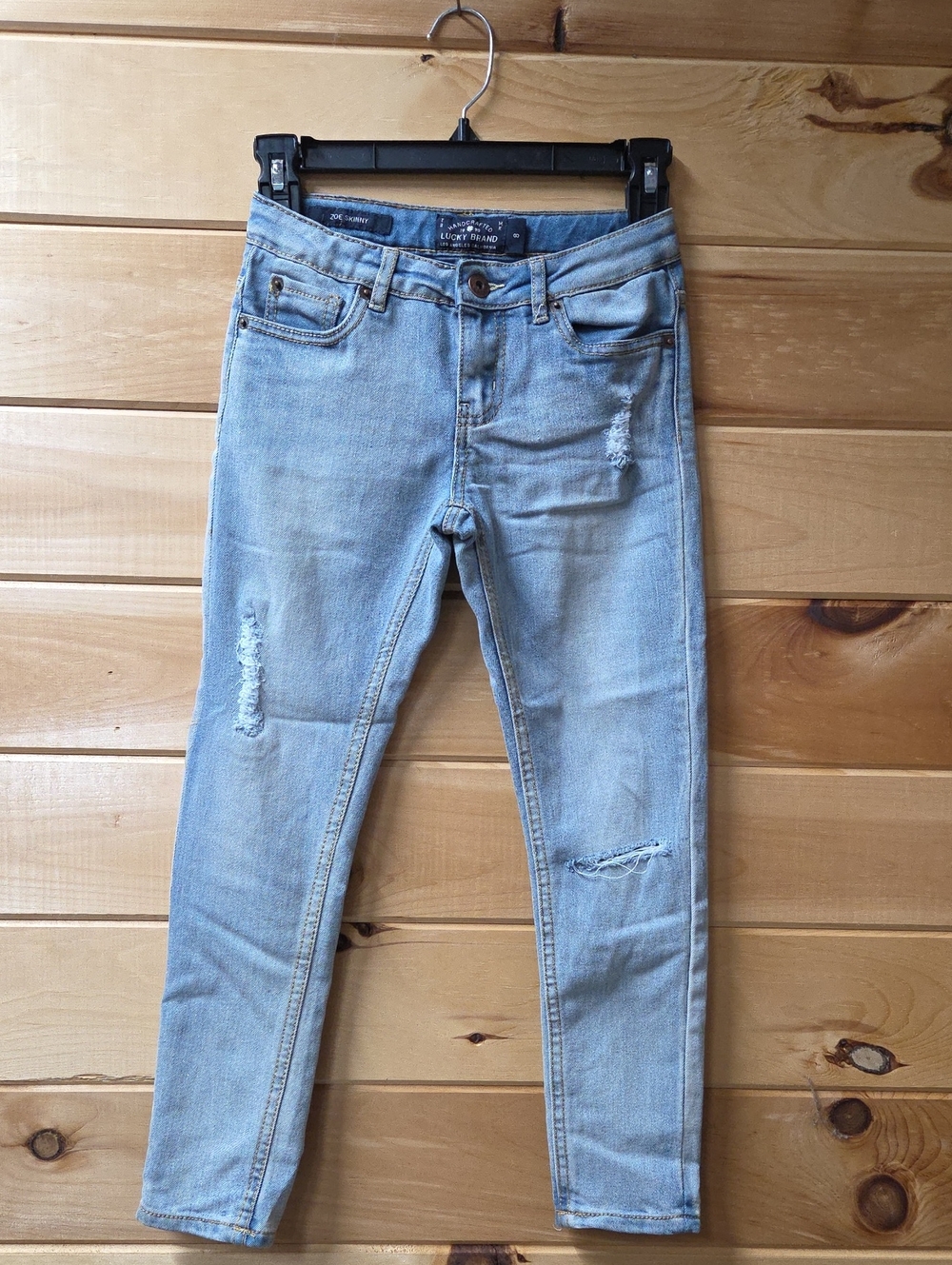 Lucky Brand Kids Light Blue Skinny Jeans with Distressed Knees